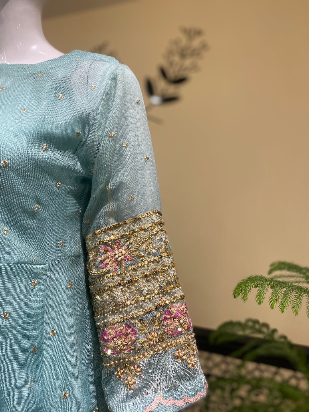 Stitched 2pc Cotton Net- Hand Embellished