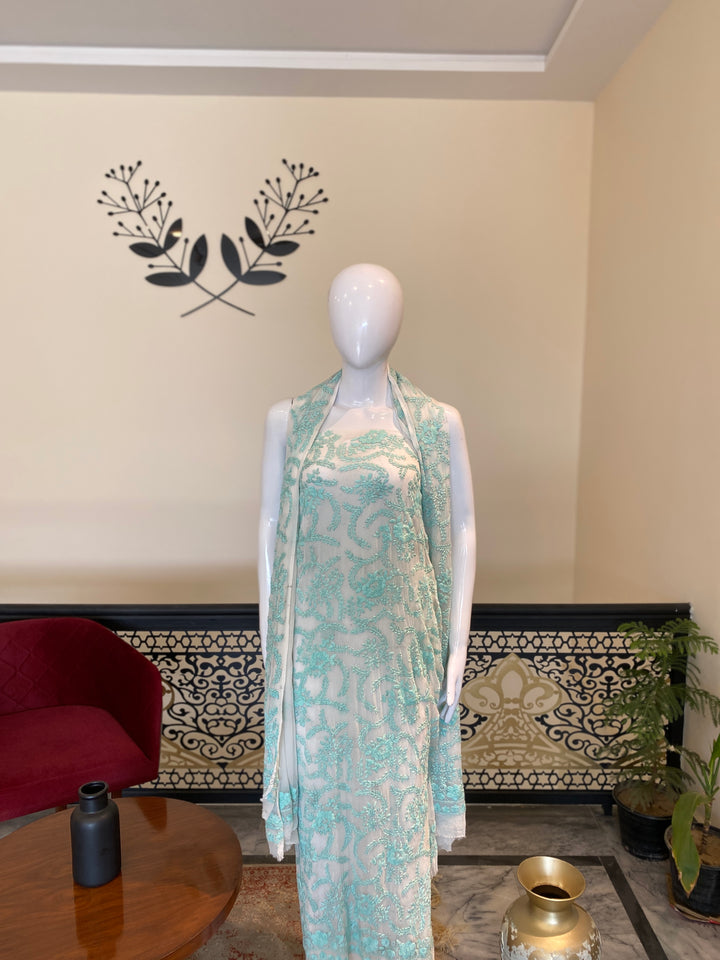 Unstitched 2pc Chiffon- Hand Embroided