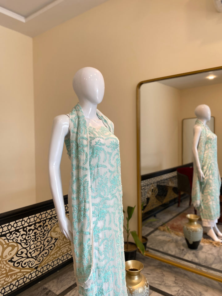 Unstitched 2pc Chiffon- Hand Embroided