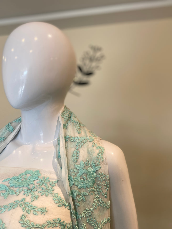 Unstitched 2pc Chiffon- Hand Embroided
