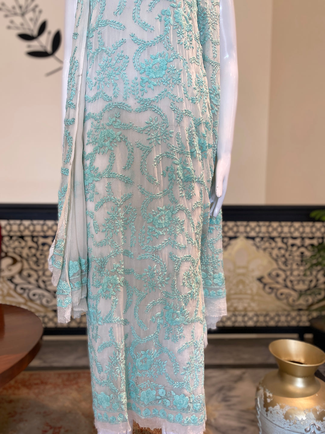 Unstitched 2pc Chiffon- Hand Embroided