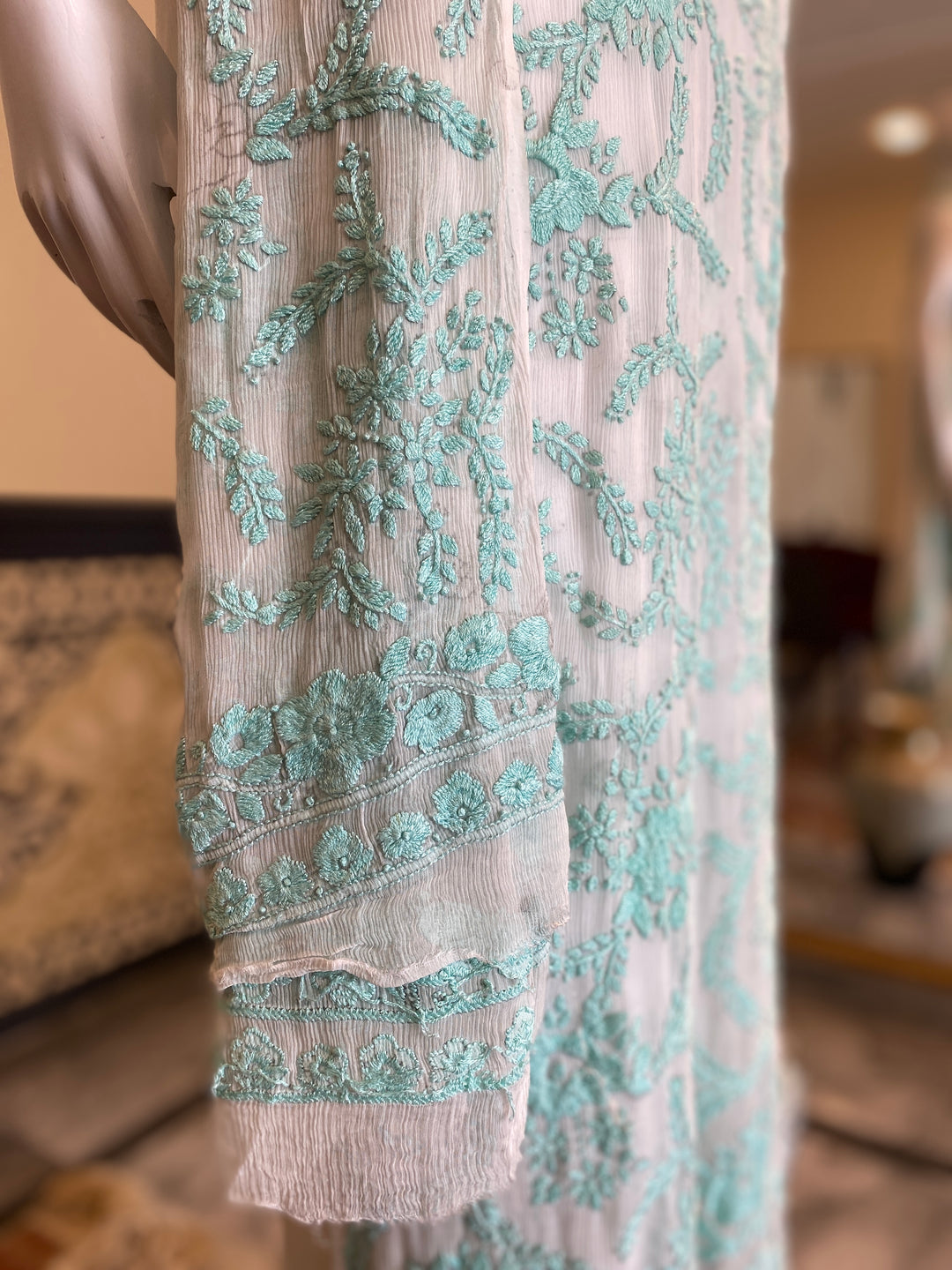 Unstitched 2pc Chiffon- Hand Embroided