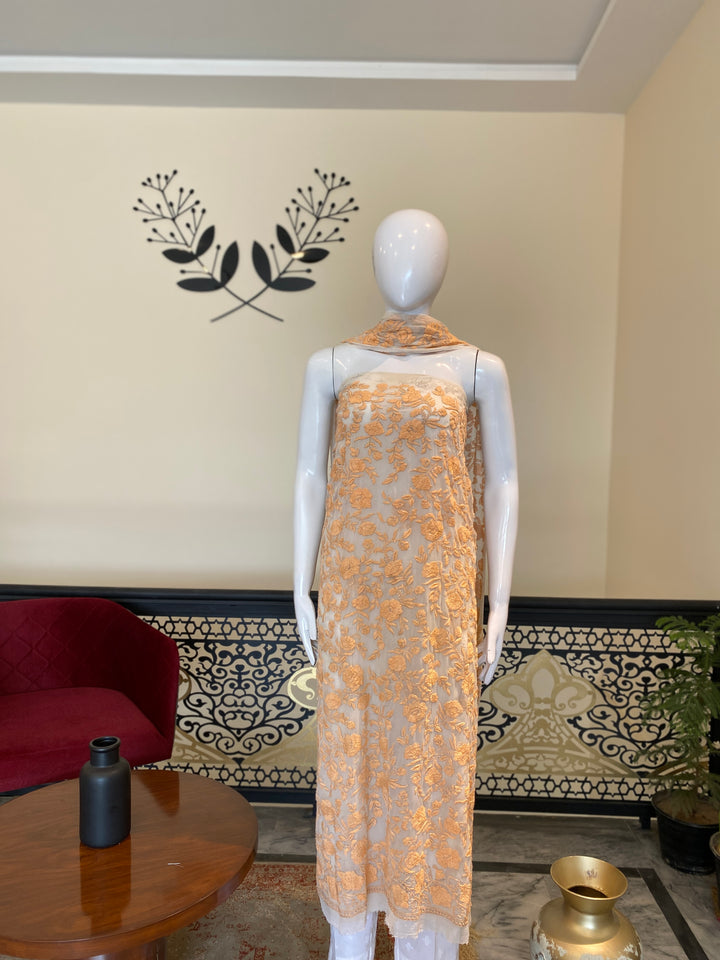 Unstitched 2pc Chiffon- Hand Embroided