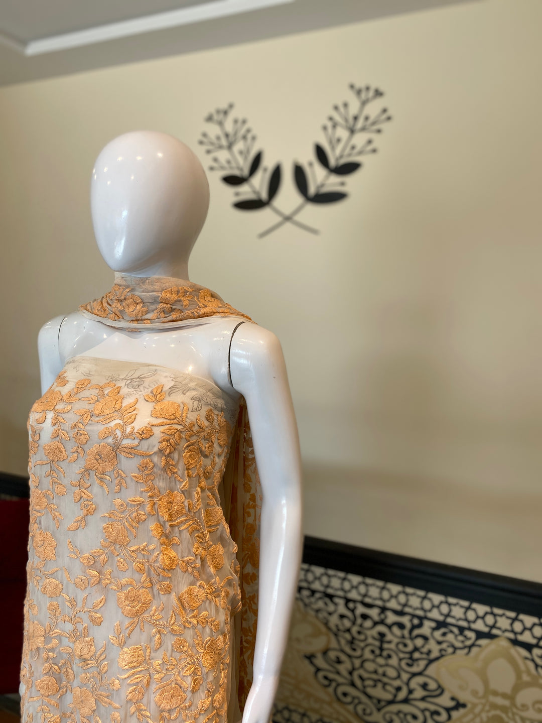 Unstitched 2pc Chiffon- Hand Embroided