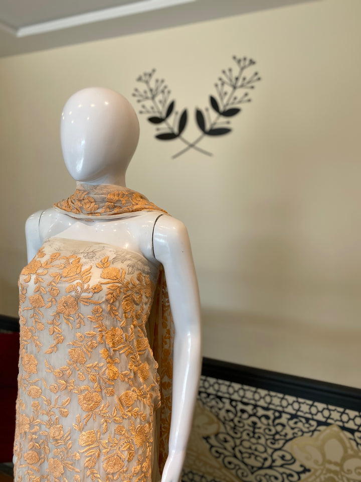 Unstitched 2pc Chiffon- Hand Embroided
