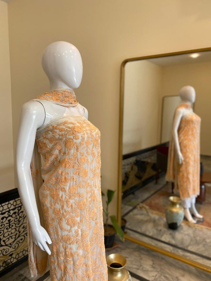Unstitched 2pc Chiffon- Hand Embroided