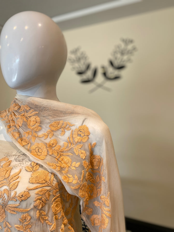 Unstitched 2pc Chiffon- Hand Embroided