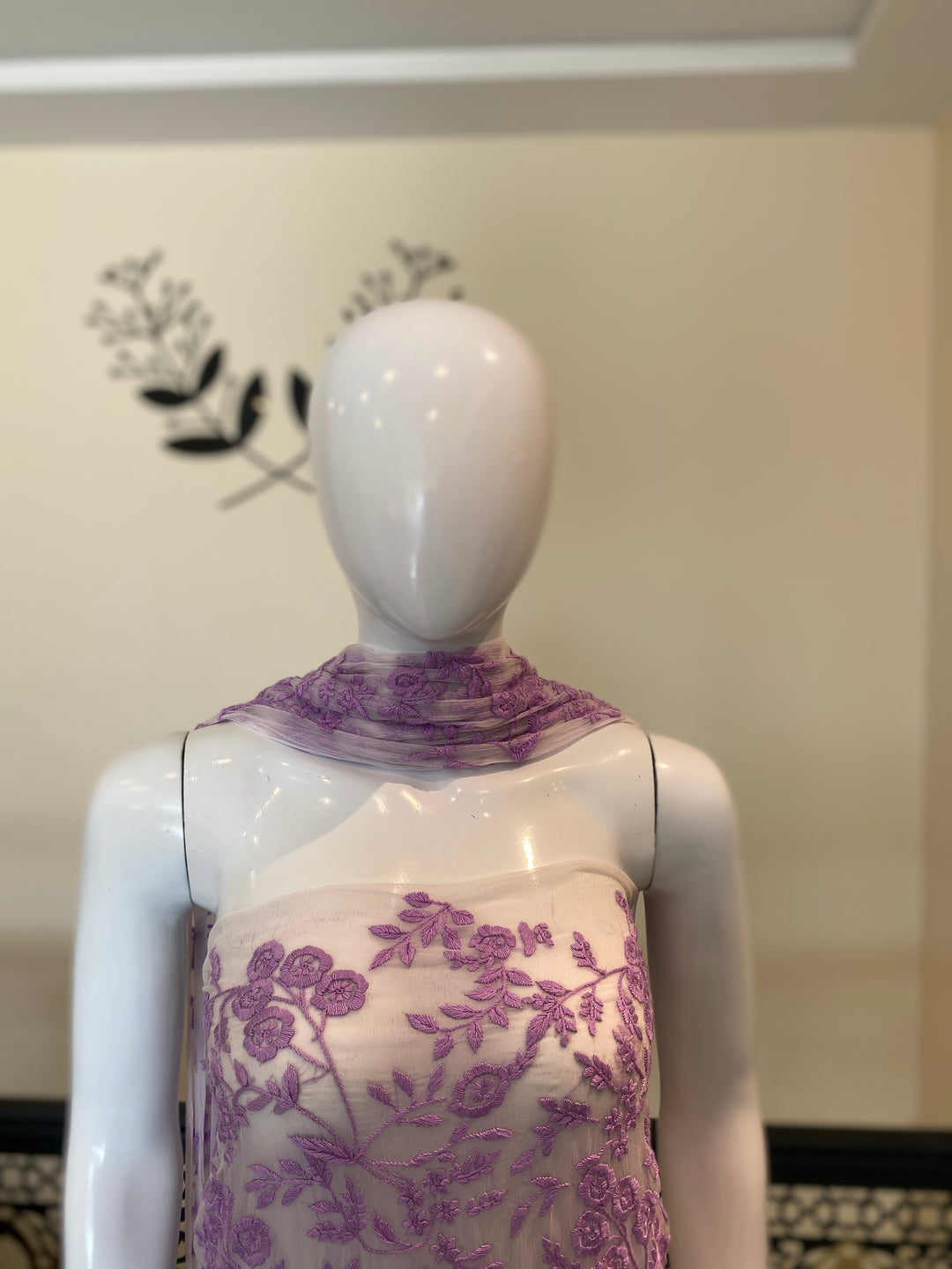 Unstitched 2pc Chiffon- Hand Embroided