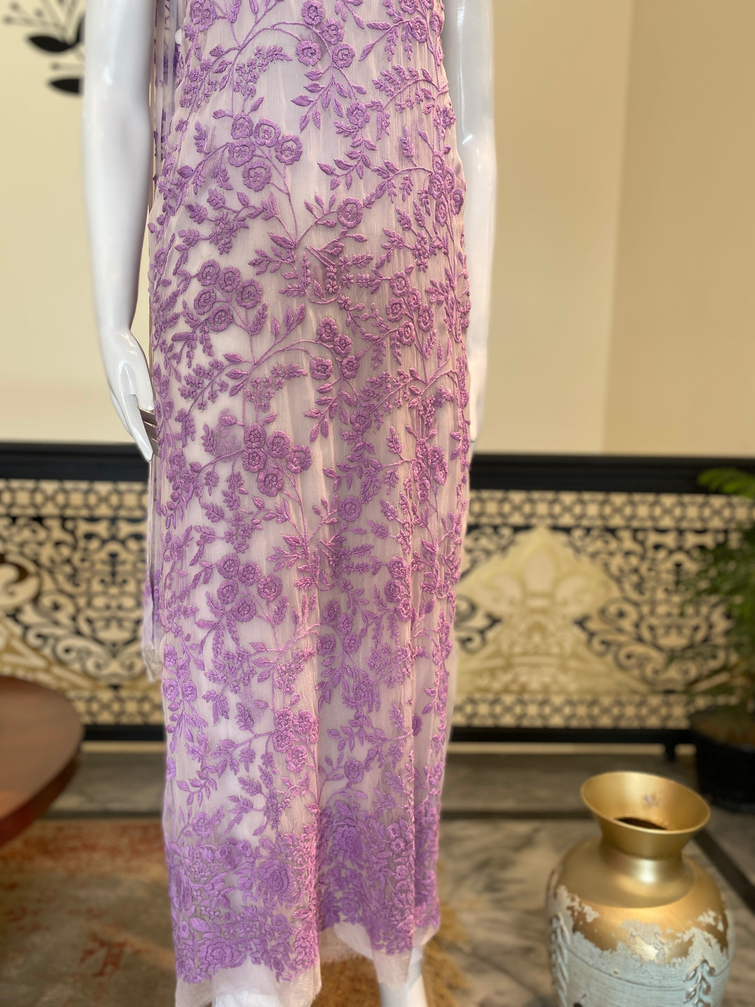 Unstitched 2pc Chiffon- Hand Embroided