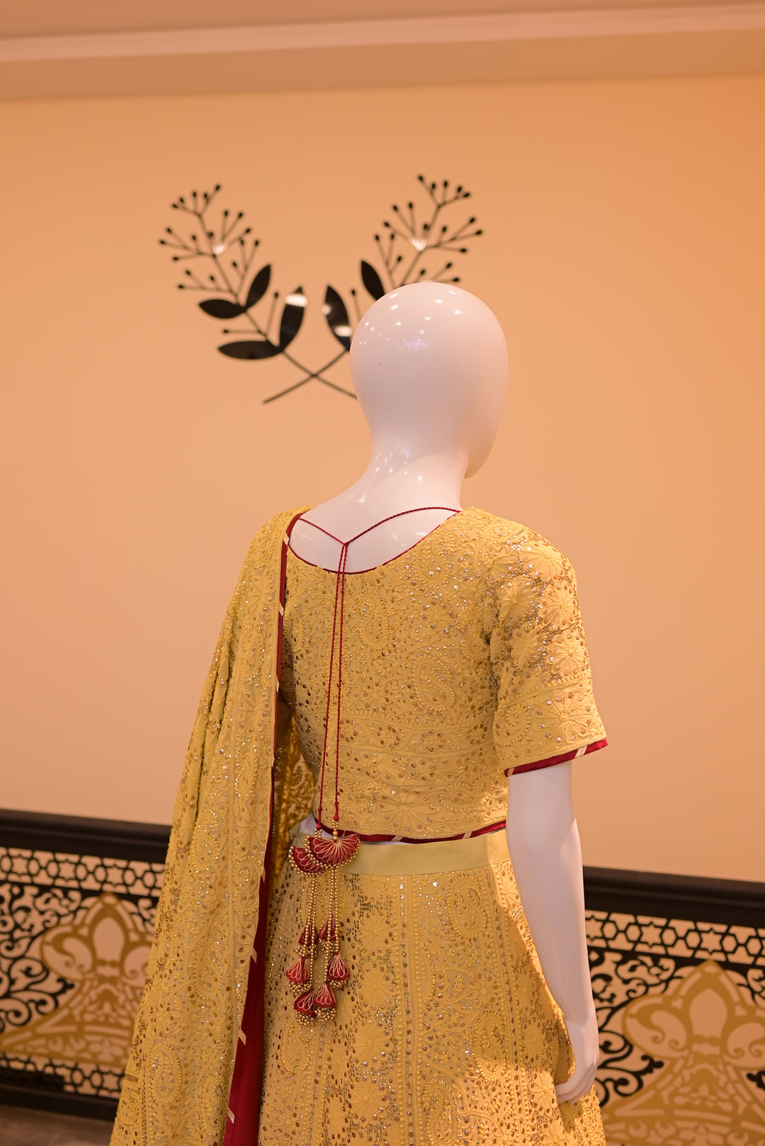 Stitched Mukesh Lehnga- Mustard