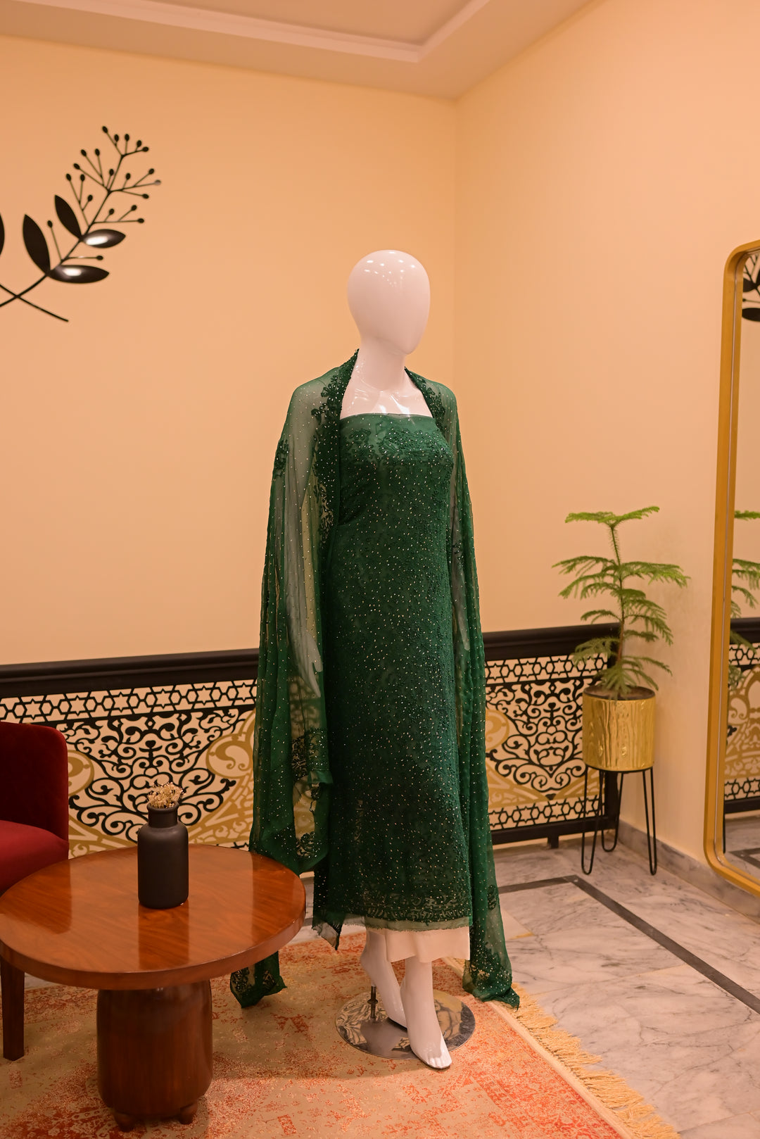 Unstitched Chiffon-Mukesh & Threadwork