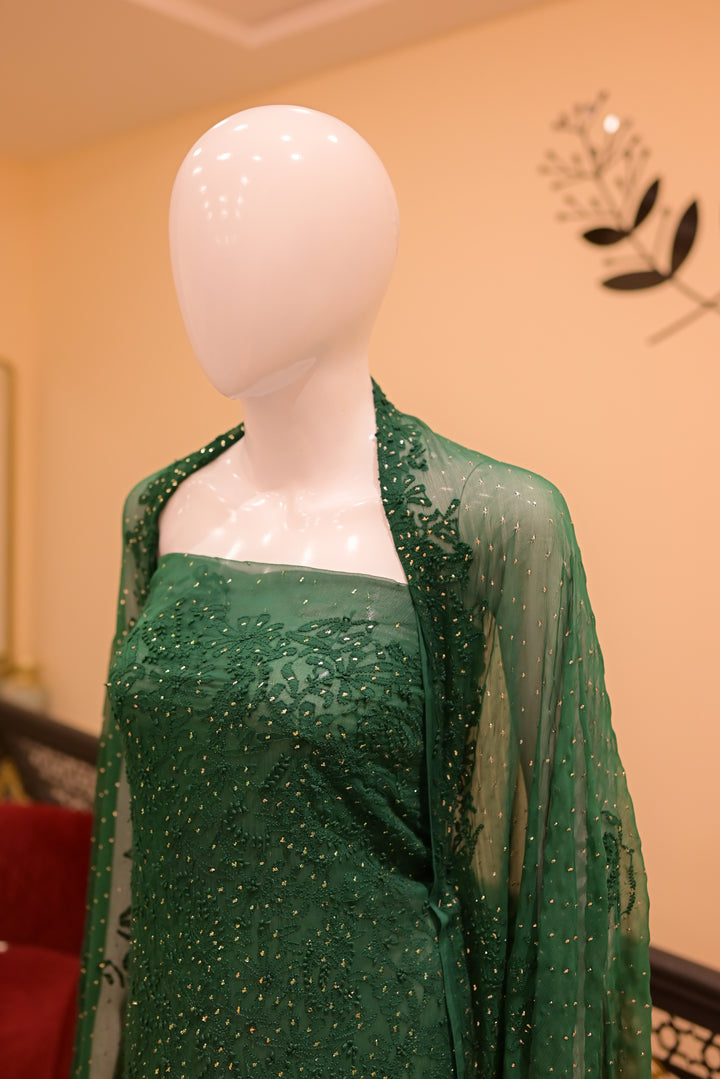 Unstitched Chiffon-Mukesh & Threadwork