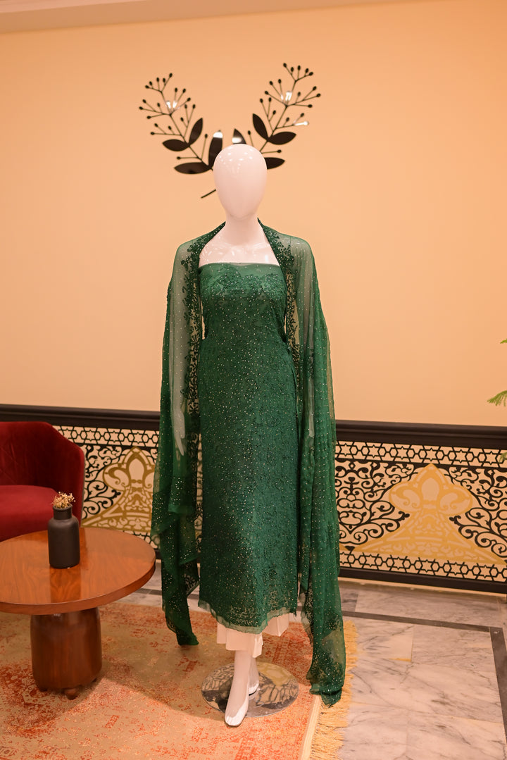 Unstitched Chiffon-Mukesh & Threadwork