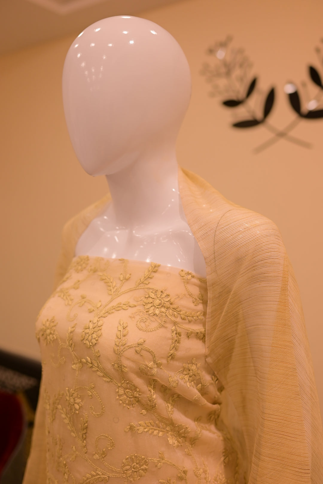 Unstitched 2pc Organza Threadwork-skin