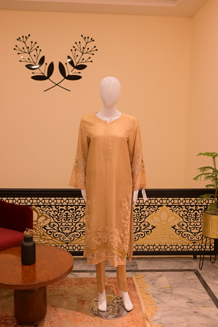 Stitched Silk 2pc cutwork-skin