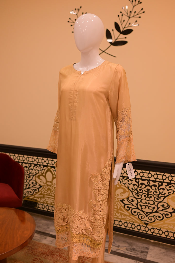 Stitched Silk 2pc cutwork-skin