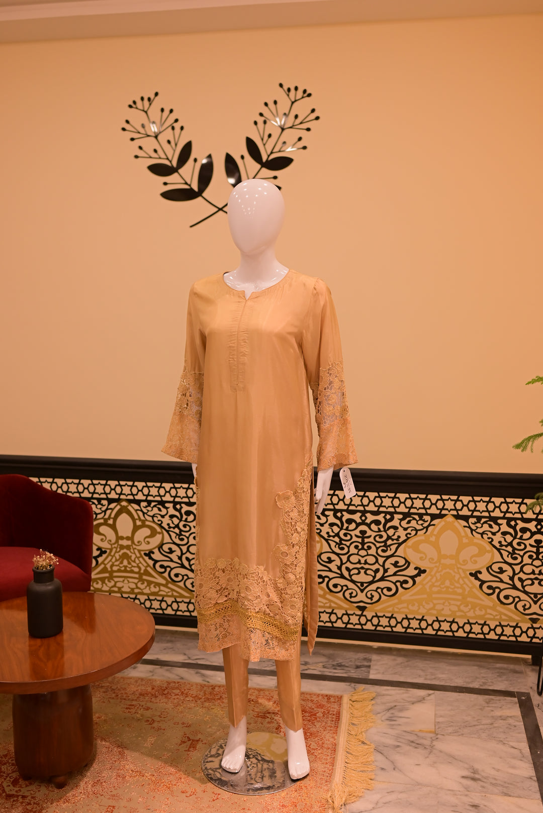 Stitched Silk 2pc cutwork-skin