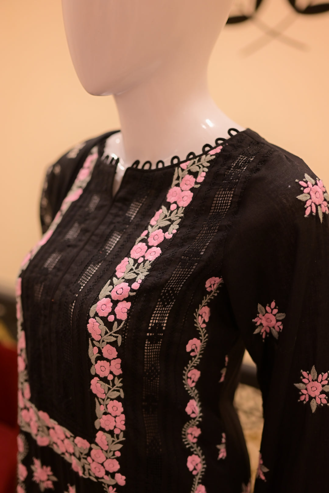 Stitched Shirt+Dupatta(sep) Lawn+Cotton Net Tarkashi-Black