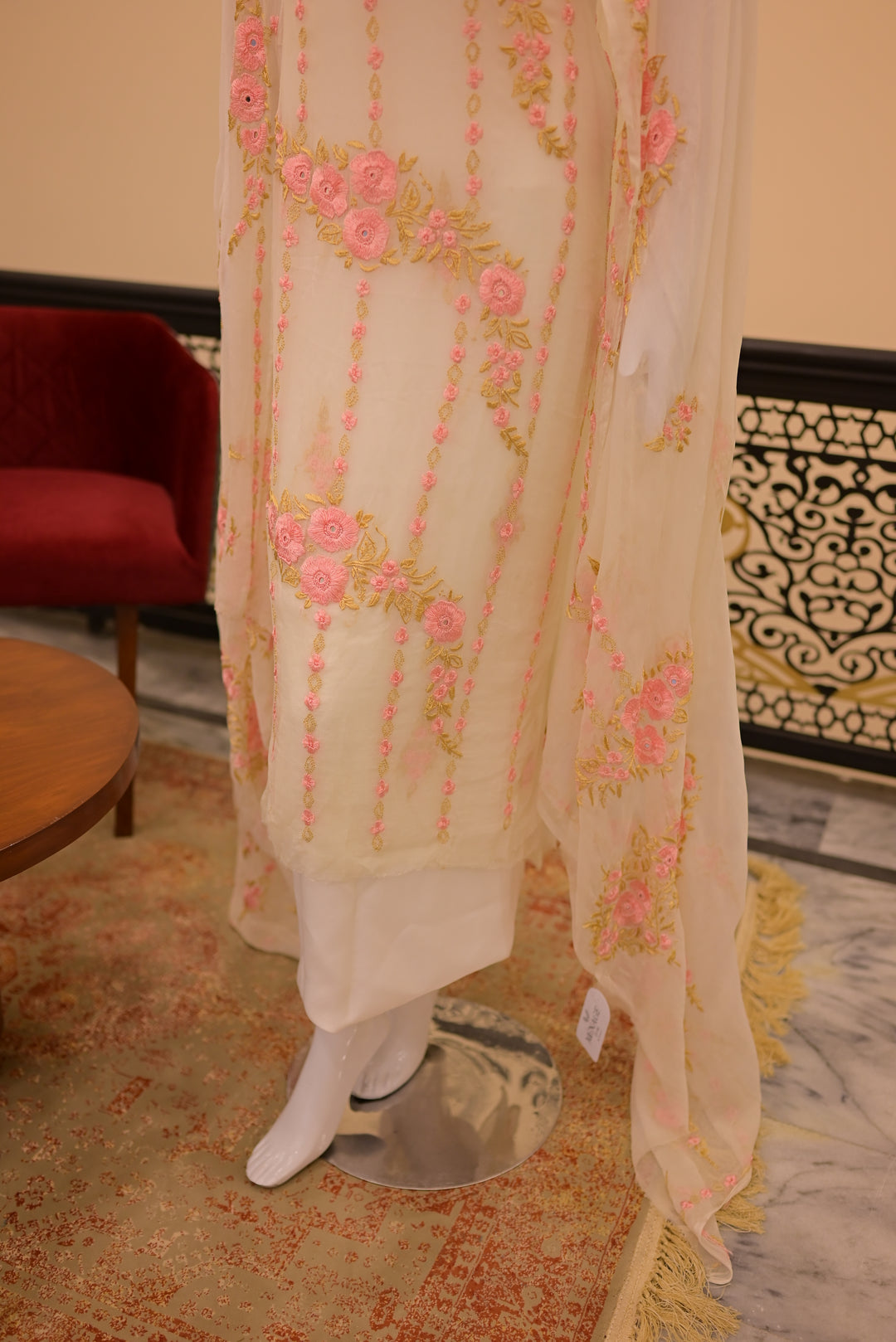 Unstitched  Gota Mukesh 2pc-Rose Gold