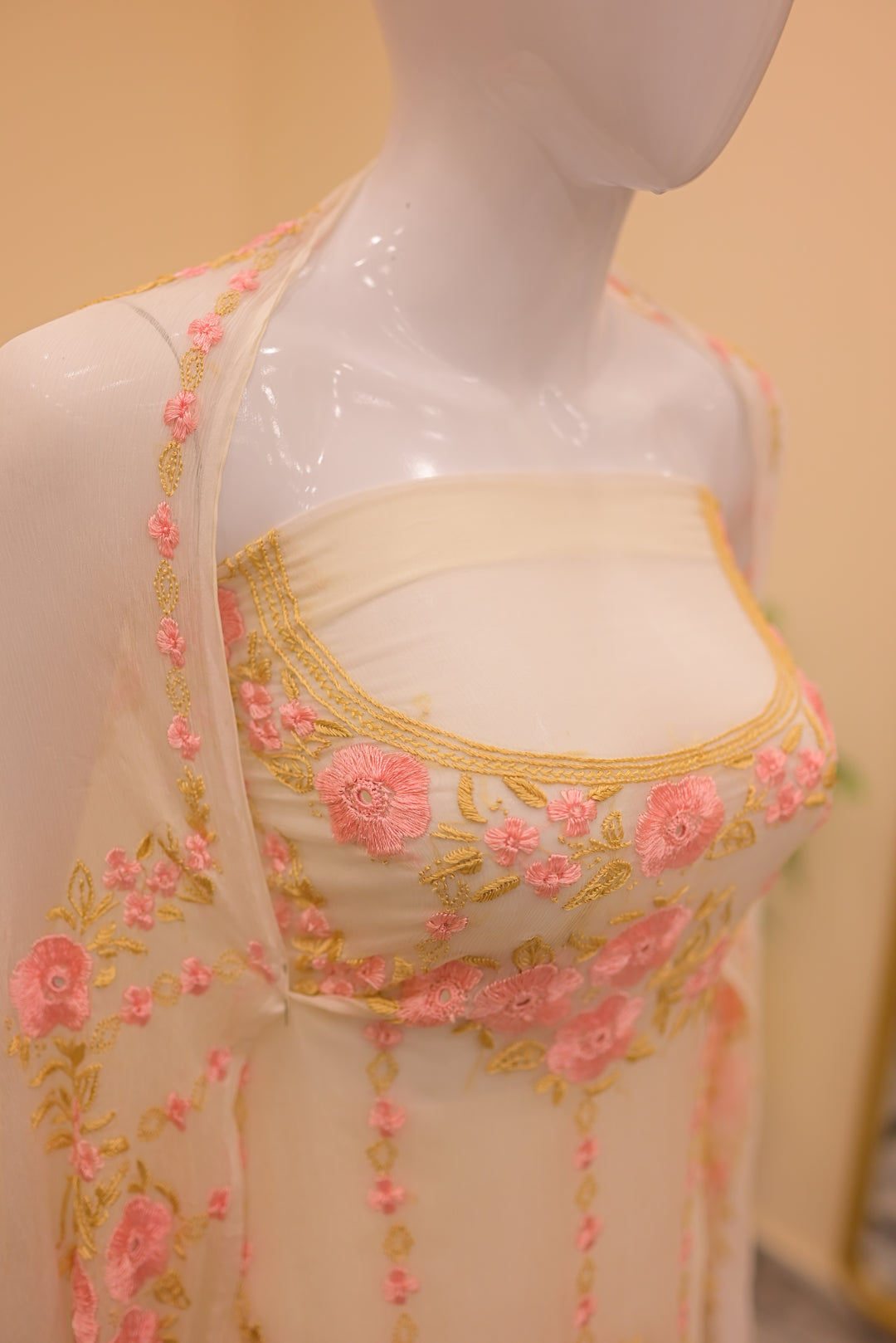 Unstitched  Gota Mukesh 2pc-Rose Gold