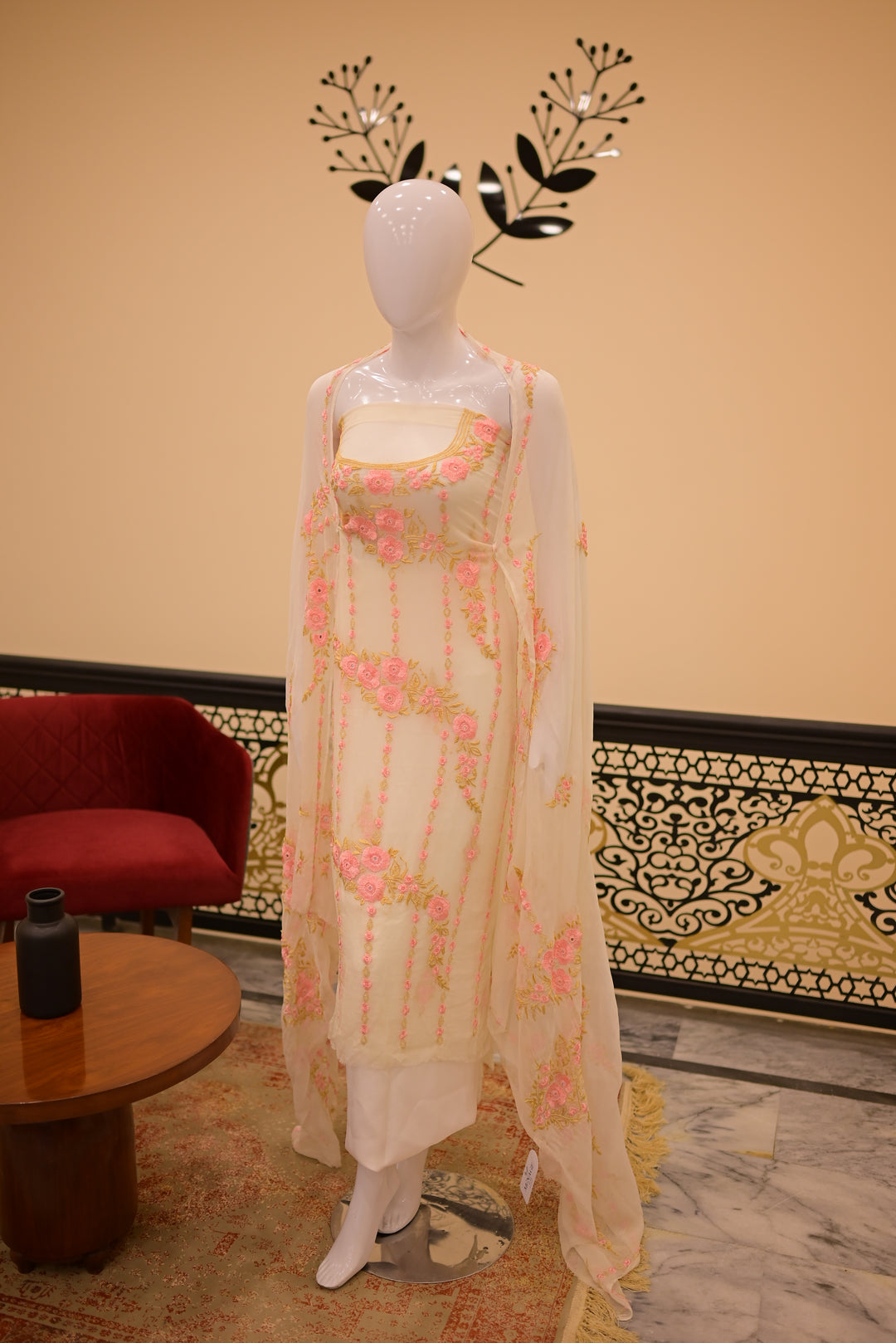 Unstitched  Gota Mukesh 2pc-Rose Gold