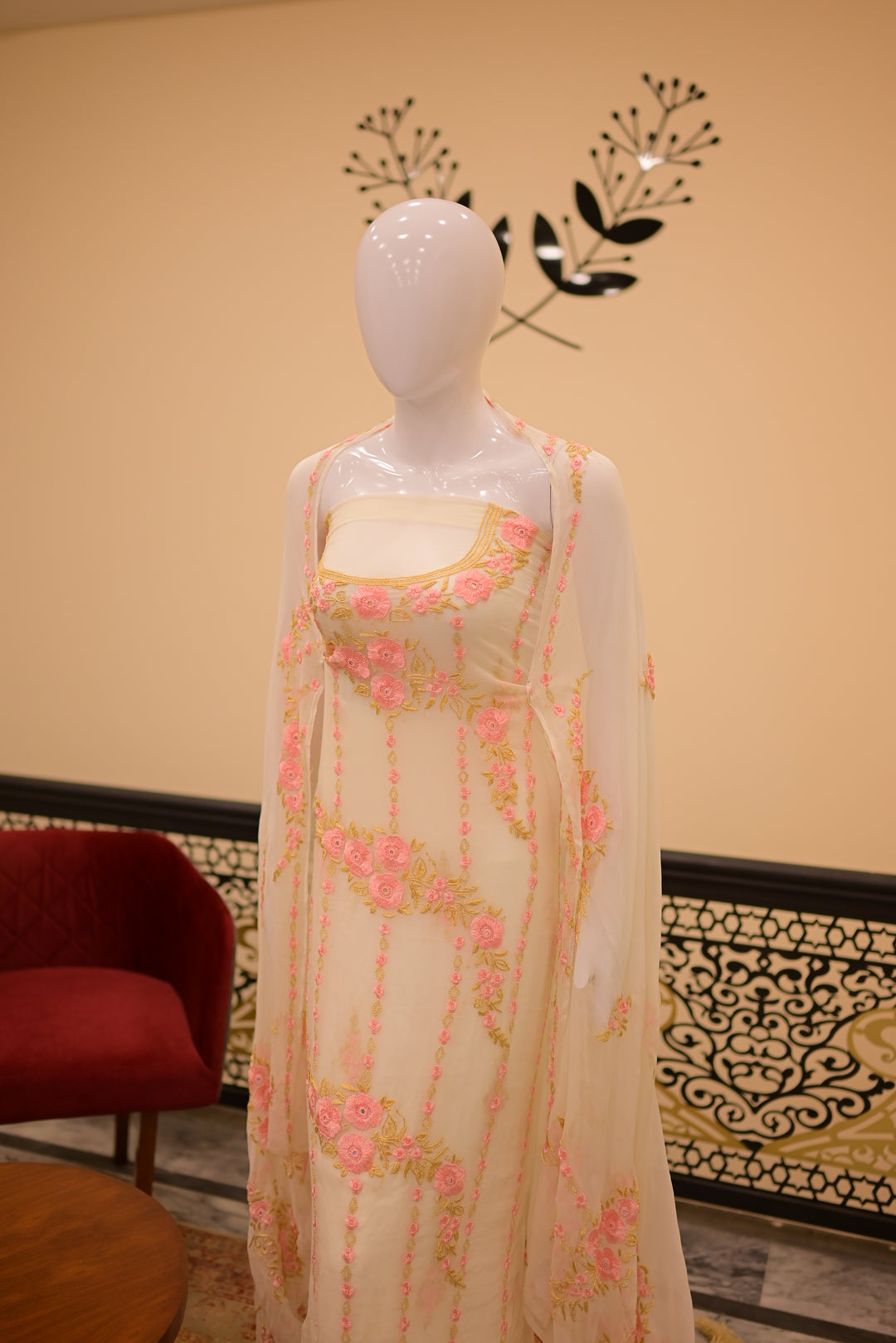 Unstitched  Gota Mukesh 2pc-Rose Gold