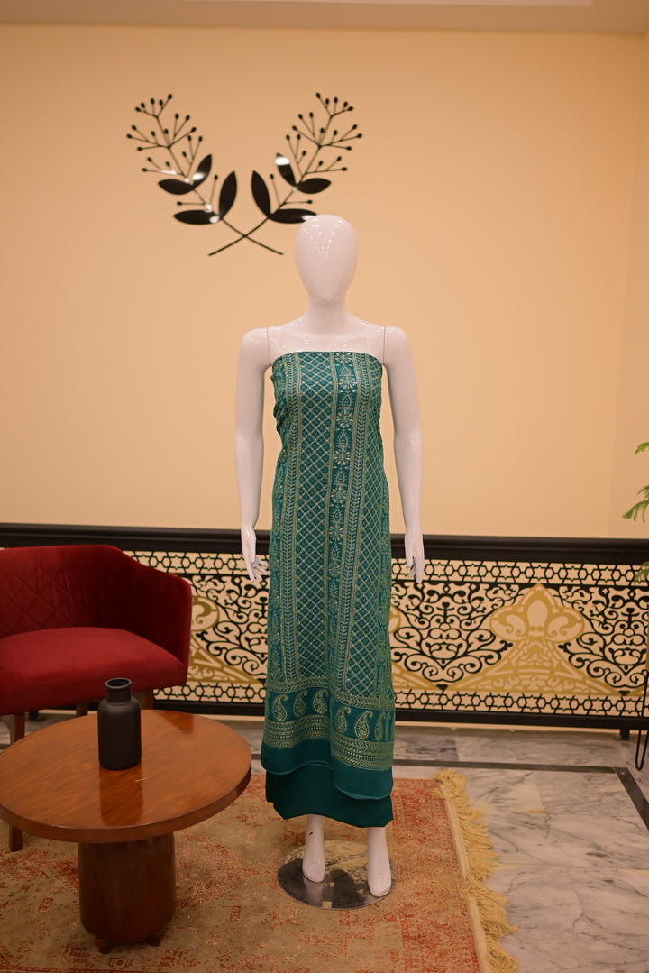 Unstitched 2pc Chickenkari Golden-green