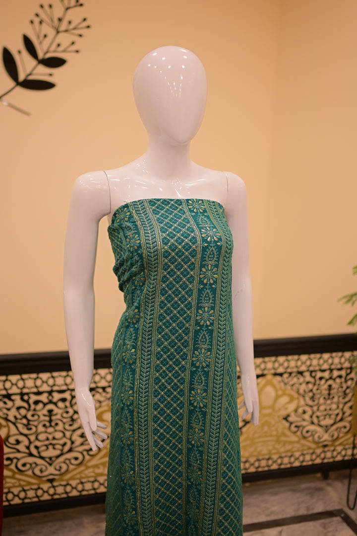 Unstitched 2pc Chickenkari Golden-green
