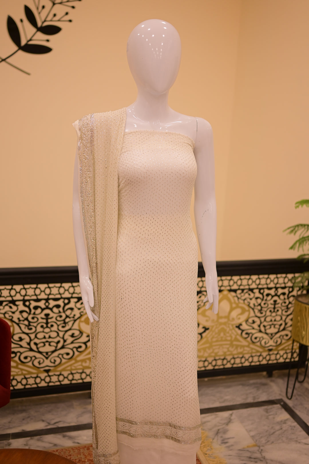 Chawal Dana Mukesh Shirt+dupatta