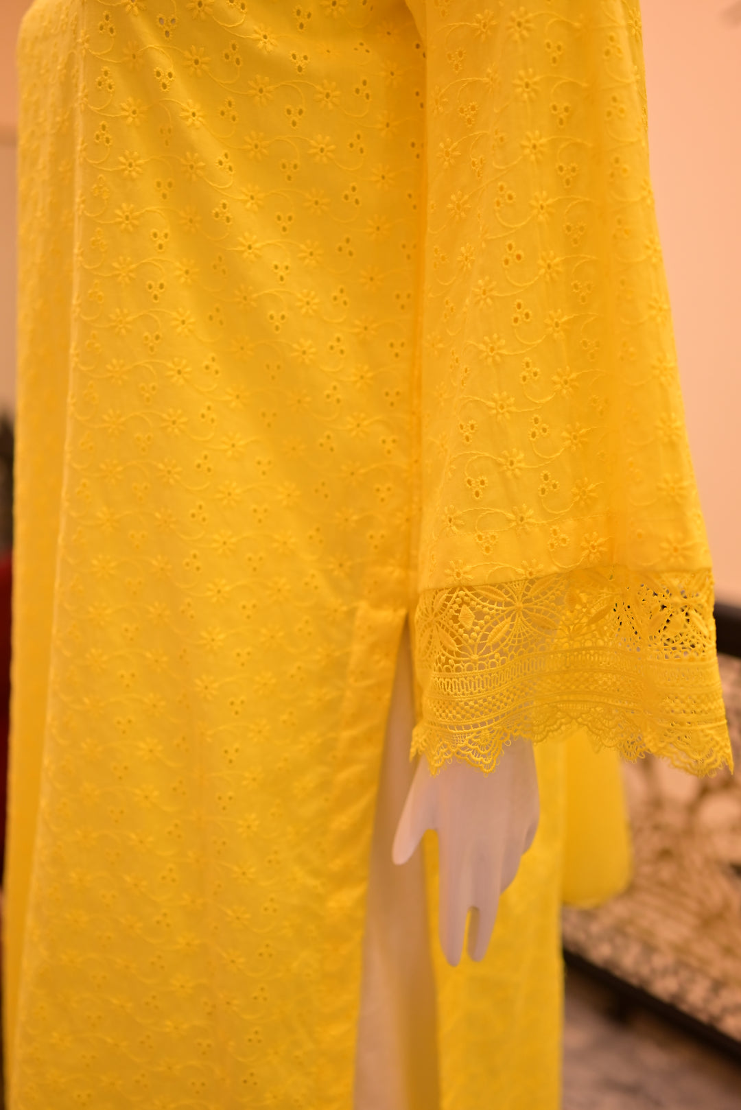 Unstitched 2pc Chiffon Mirror Work-Green Orange