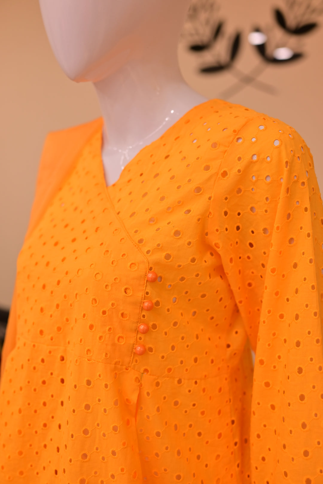 St lawn 2pc Chiken Print-Orange