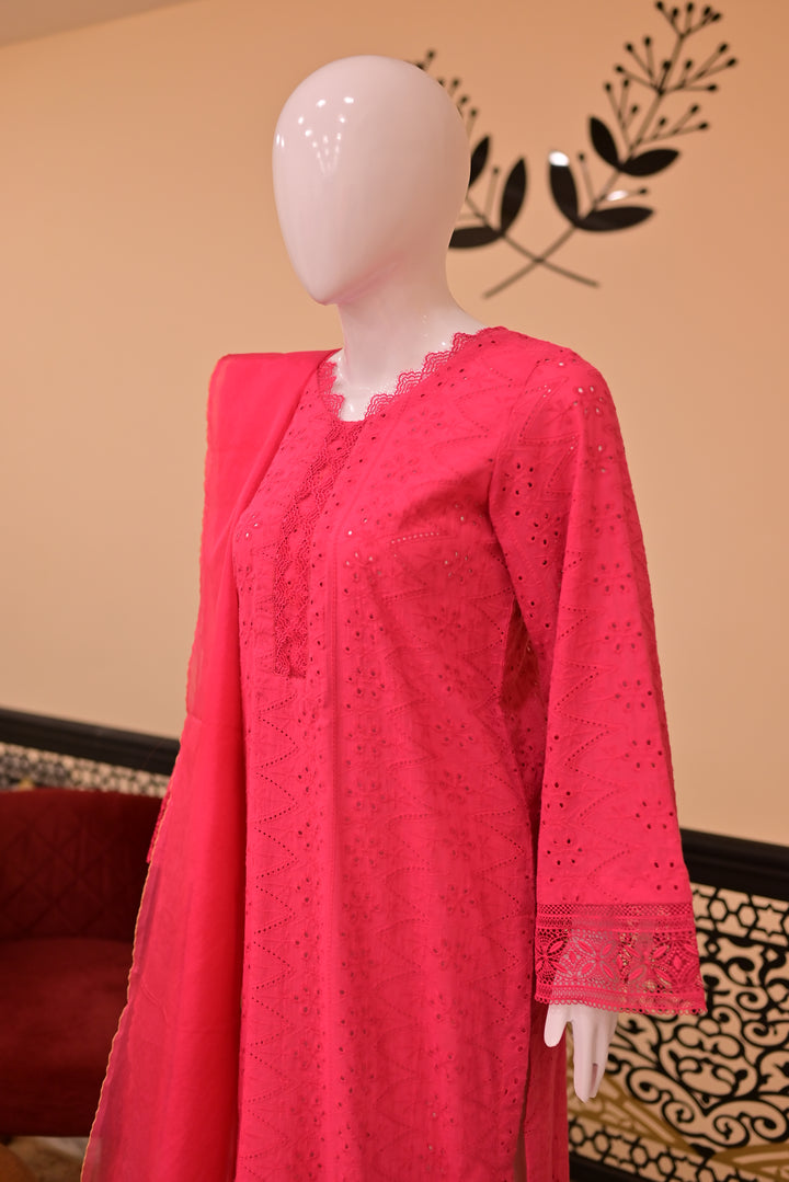 St lawn 2pc Chiken Print-Pink