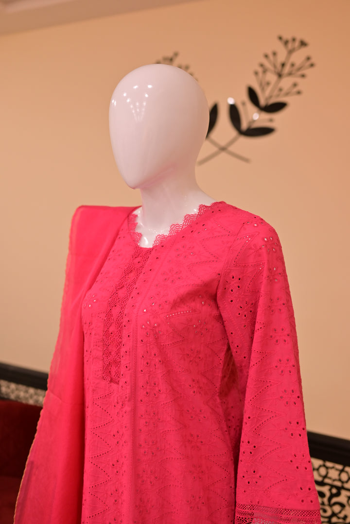St lawn 2pc Chiken Print-Pink
